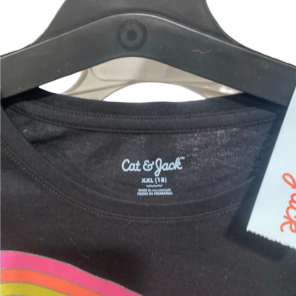 Cat & Jack Black Shirt with Colorful Rainbow - Picture 2 of 3